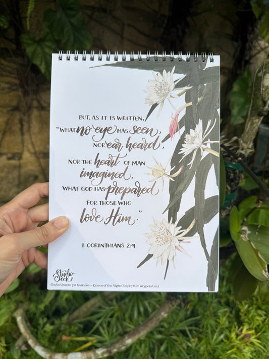 Queen of the Night botanical illustration inspired by 1 Corinthians 2:9 about God’s unseen glory