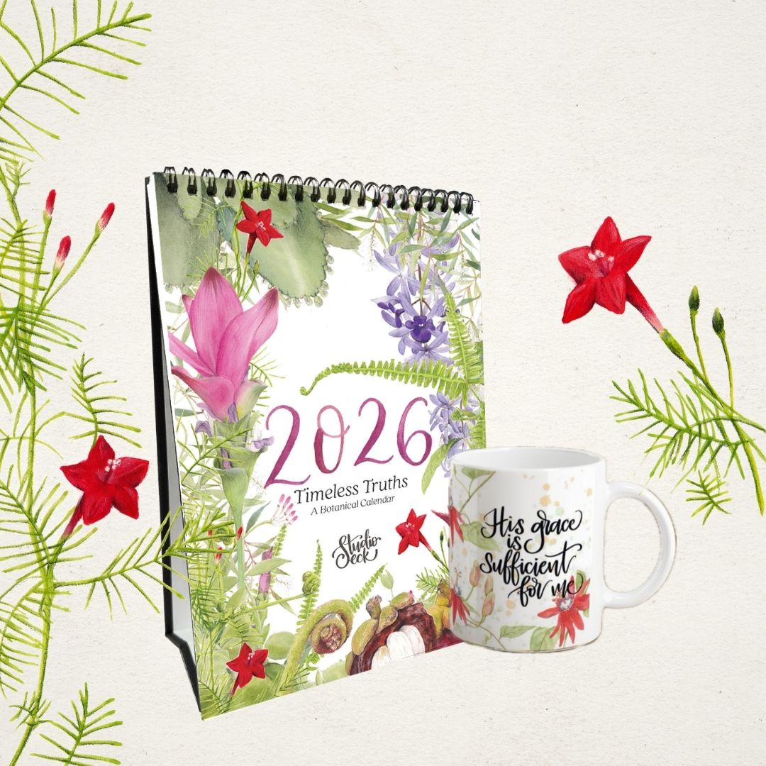 [PREORDER] Custom Botanical Mug + 2026 English Calendar Bundle