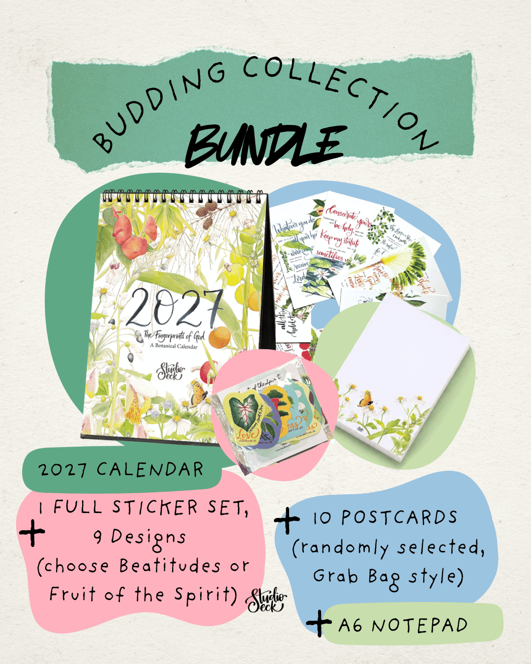 [PREORDER] Budding Collection Set | Calendar, Notepad, Sticker Set & Postcards
