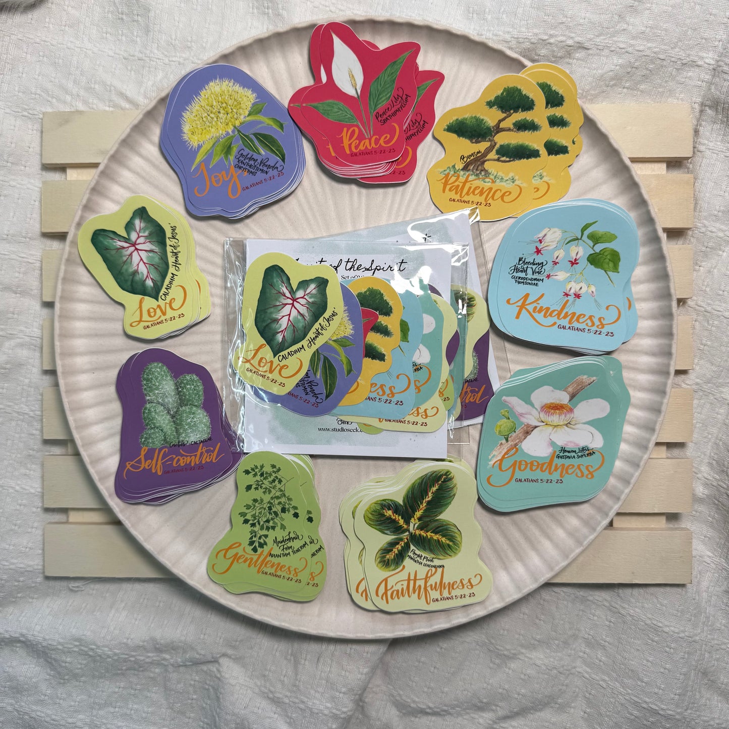 Stickers (Set of 9): 🌿 FRUIT OF THE SPIRIT – FULL SET - Studio Seck
